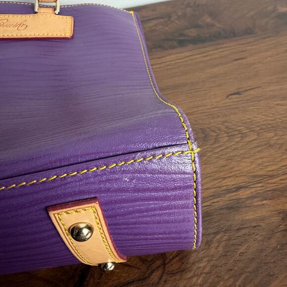 Dooney & Bourke Florentine Vacchetta Purple Leather Top Handle Satchel Tote - Picture 5 of 14